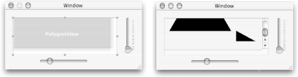 PolygonView contained in a ScrollView in IB (left) and running (right)