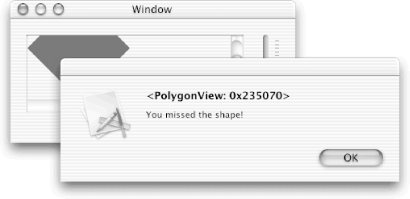 Clicking outside the polygon causes an NSAlertPanel to be displayed