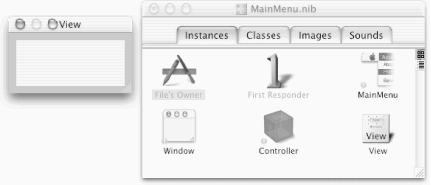 Accessory view window (left) and its icon representation (right)