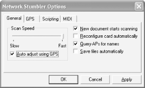 Setting the NetStumbler scan speed