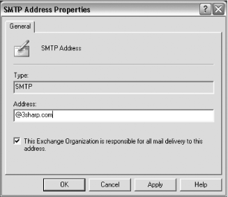 Adding a new SMTP domain to a recipient policy.