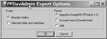 Choosing export settings for public folder permissions