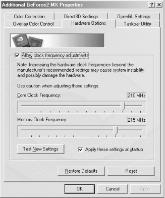 Accessing the nVidia overclock settings