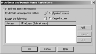 Configure IP address/domain name restrictions