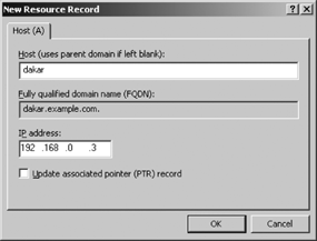 The address record dialog box