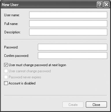 When you first create a new user, the “User must change password at next logon” checkbox is turned on. It’s telling you that no matter what password you make up when creating the account, your colleague will be asked to make up a new one the first time he logs in. This way, you can assign a simple password (or no password at all) to all new accounts, but your underlings will still feel free to devise passwords of their own choosing, and the accounts won’t go unprotected