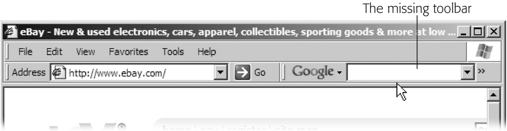 To move the toolbar down to its own row—which gives you direct access to all of its glorious features—mouse over the bar to the left of the Google logo and when the cursor becomes a two-headed arrow, drag the bar to wherever you want the toolbar to reside. You can rearrange all the browser toolbars using this trick; it’s up to you whether they share rows or not.