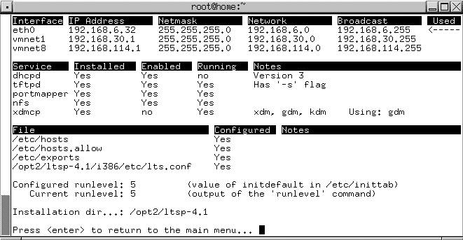 The ltspcfg utility’s Summary screen