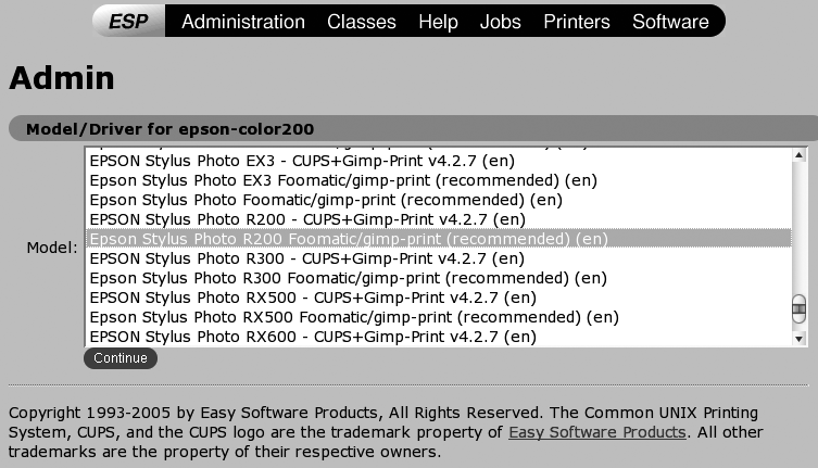 Selecting a specific print driver