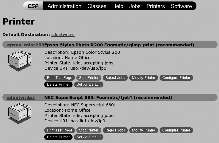 Summary information about your printer