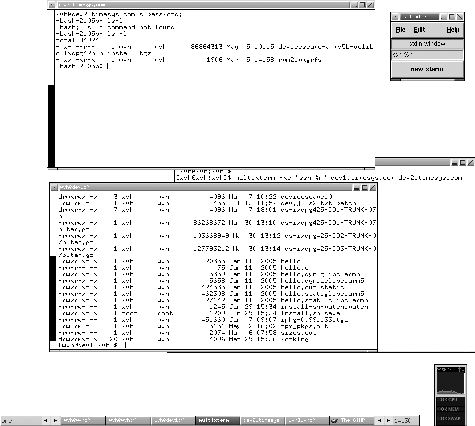 Multiple xterms and a multixterm control window