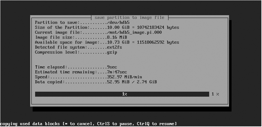 Creating the partition image file