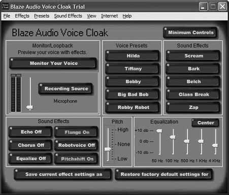 Audio Voice Cloak’s main interface