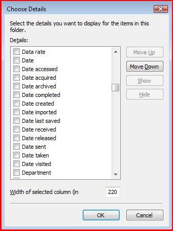 The Details dialog box provides a glimpse at all the searchable file properties
