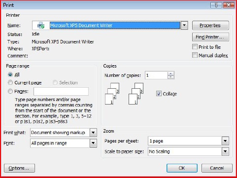 Print to XPS to facilitate easy document sharing
