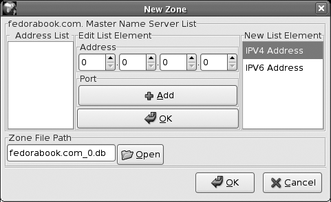 Slave zone configuration window with address fields