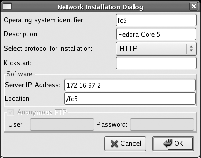 Network Installation Dialog