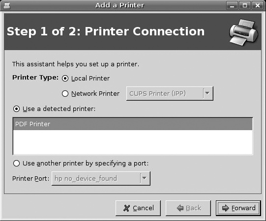 Adding the PDF printer