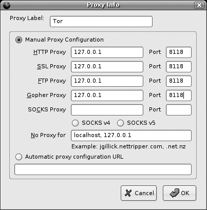 Configure SwitchProxy to use Tor