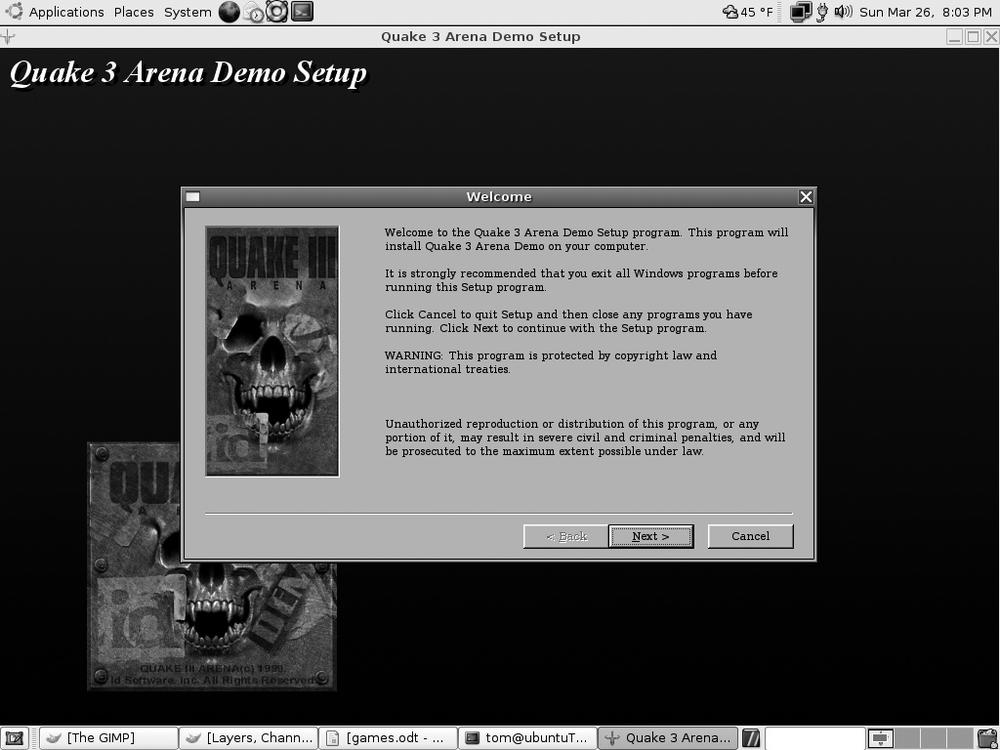 Installing the Quake III demo