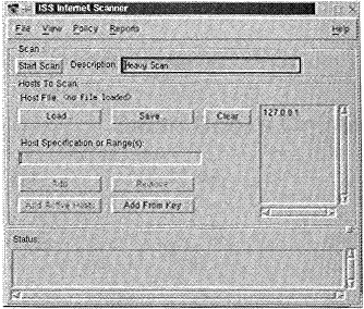 The xiss main console set for Heavy Scan.