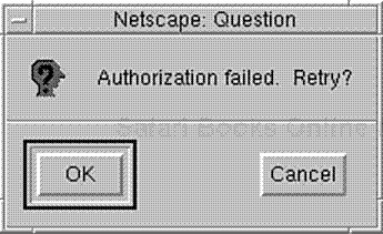 The HTTP failed authentication confirmation dialog.