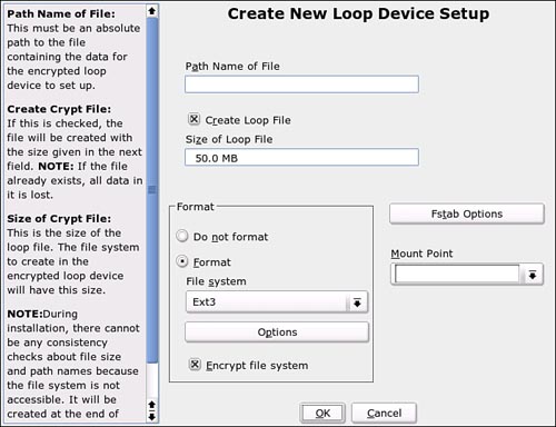 Use this dialog box to create a single file to hold secure data. When entering the pathname, do not point to an existing file unless you have it backed up.