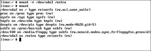 Mounting a partition in read-only mode.