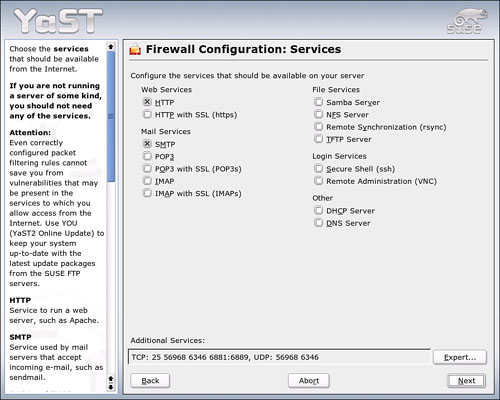 Open ports for any servers on this screen.