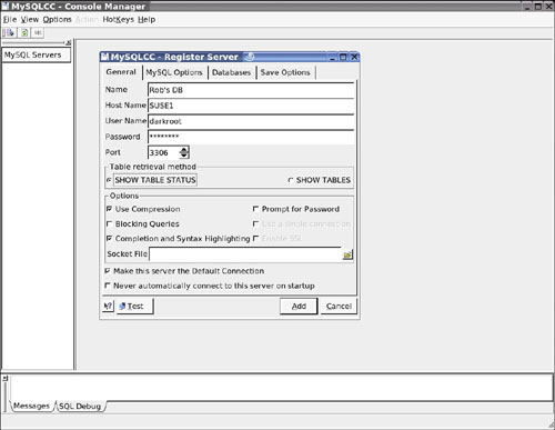 Configuring the MySQL server.