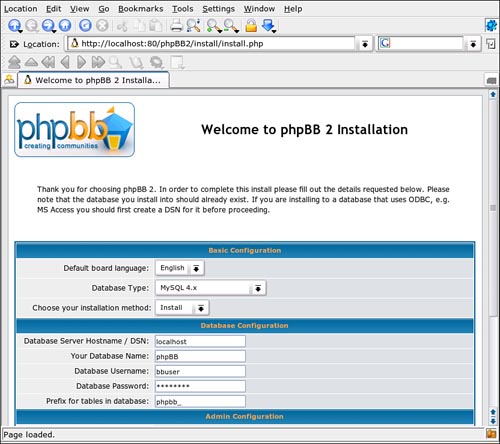 Start configuring your forum system with the Install page.