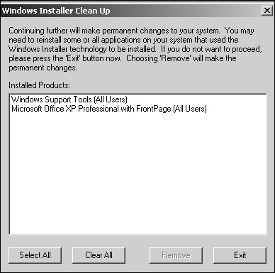 The Windows Installer Zapper (MSIZAP)Windows Installer Cleanup utility.