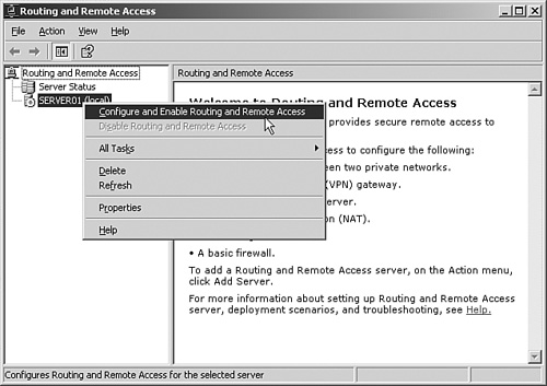 Configuring and enabling Routing and Remote access servers, remote access.Access.