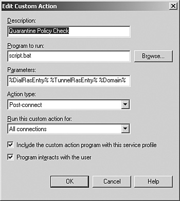 New custom action configuration for Quarantine Check.