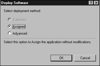 Selecting the software package deployment options.