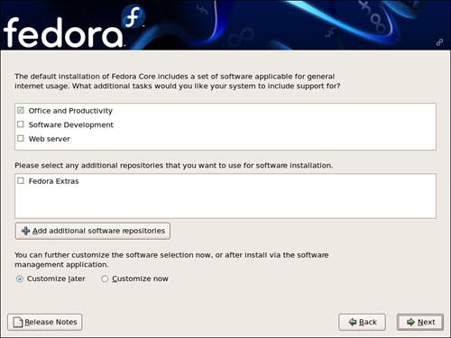 Fedora’s new and simplified package selection screen.