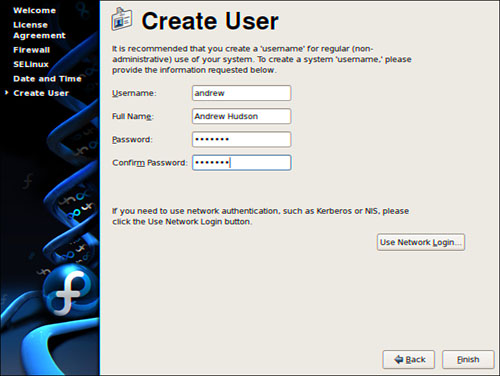 Create your first user and assign a password.