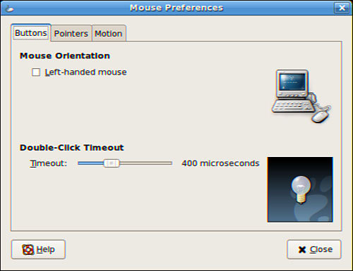 The gnome-mouse-properties command can be used to configure a new pointing device.