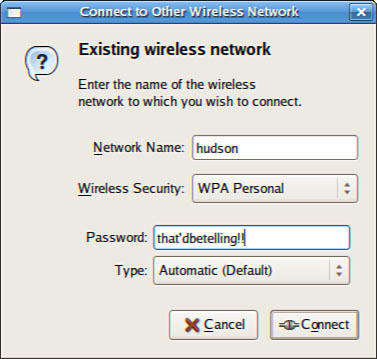 Configure your wireless network connection settings using NetworkManager.