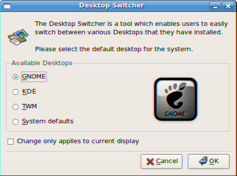 You use switchdesk to set the default window manager for X sessions.