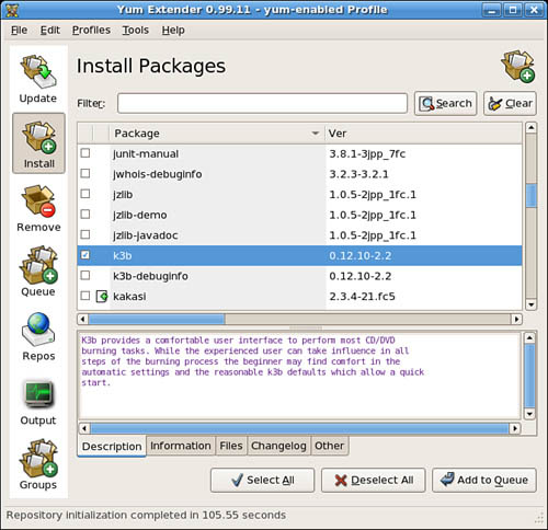 yumex allows you to handle package installation, removal, and updating in one neat application. It can even edit your repo files!