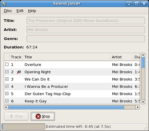 Sound Juicer makes light work of ripping your CD collection.