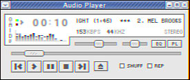 The very popular Xmms music player, seen here playing a local Ogg-Vorbis file.