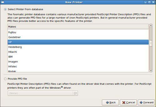 Click the drop-down menu to select your printer’s manufacturer or printer type.