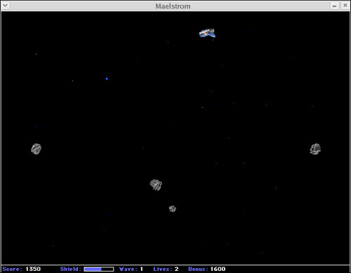 Zapping asteroids in the highly unpredictable Maelstrom.