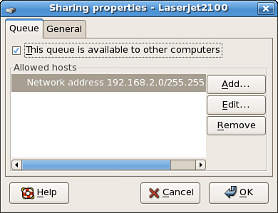 Sharing allows you to offer a locally attached printer as a remote printer on your network.