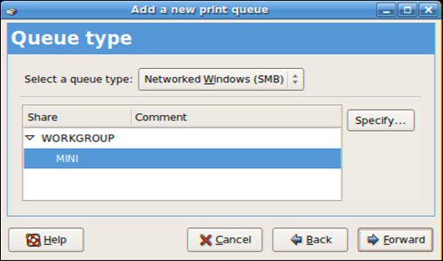 Create a shared remote printer using required information for Windows.