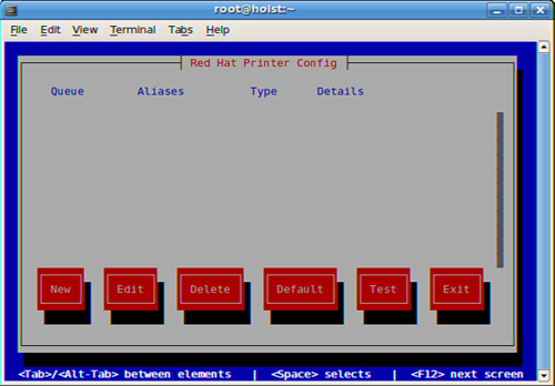 Use Fedora’s system-config-printer-tui printer configuration utility to create or edit printers during console-based Linux sessions.