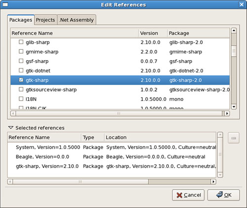 You need to tell Mono exactly which resource libraries you want to import for your program.