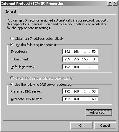 Use the Internet Protocol (TCP/IP) Properties dialog box to view and configure TCP/IP settings.
